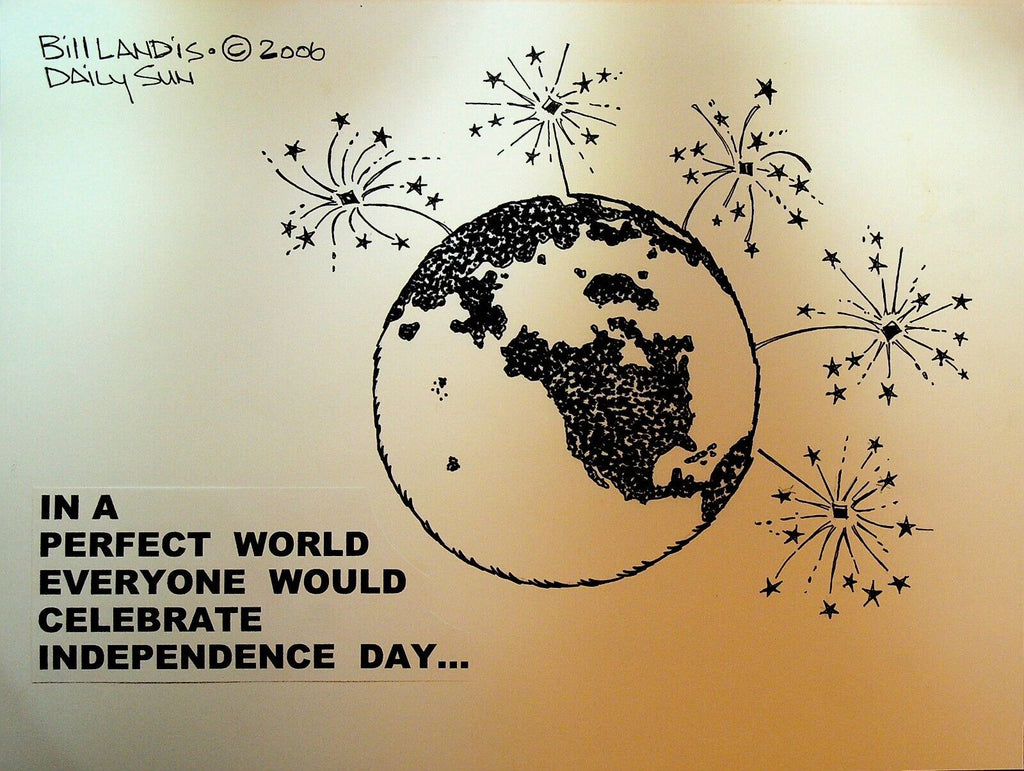 Bill Landis Original Cartoon Art The Villages Daily Sun 2006 Independence Day