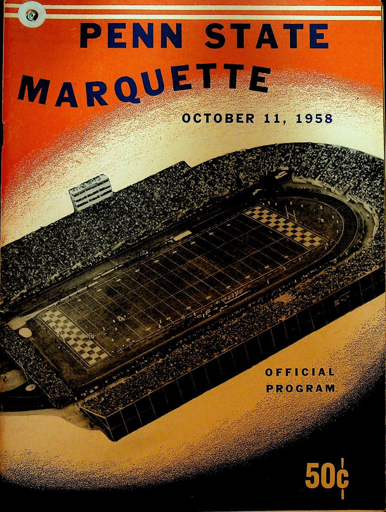 Marquette v Penn State Souvenir College Football Program October 11 19580