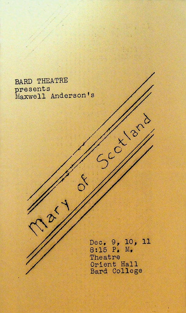 Mary of Scotland Playbill 1948 Bard College Peter Stone Ted Flicker0