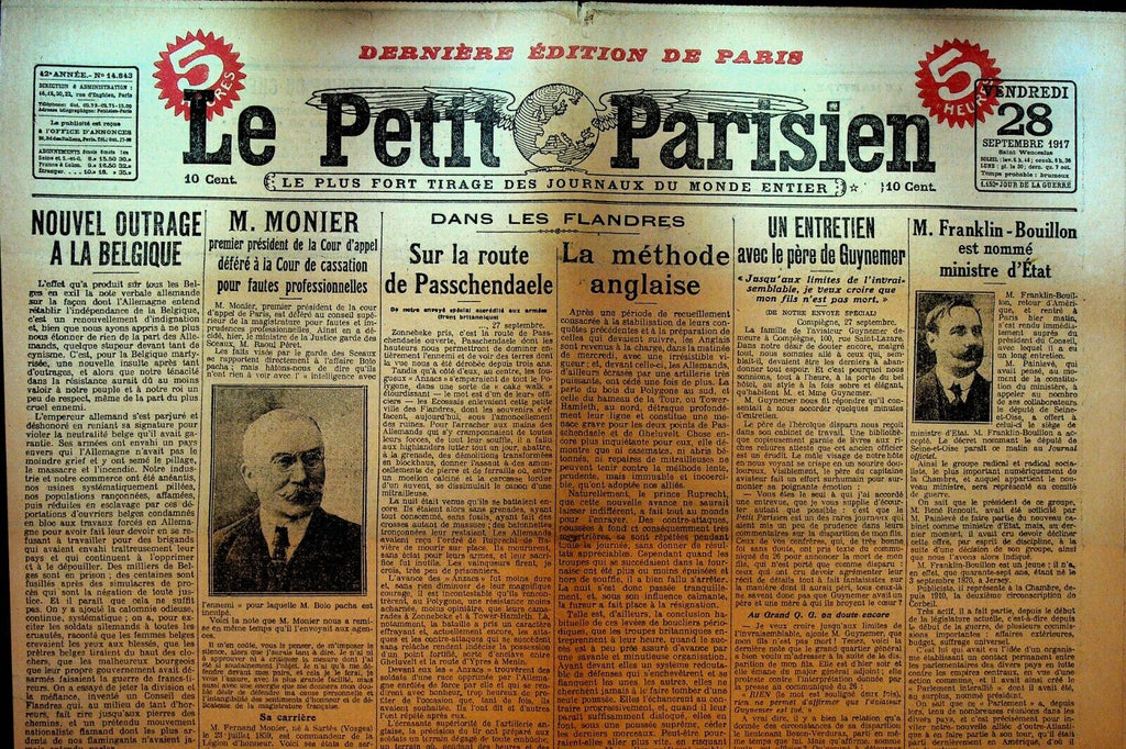 Le Petit Parisien WWI Newspaper France September 28 1917 Georges Guynemer