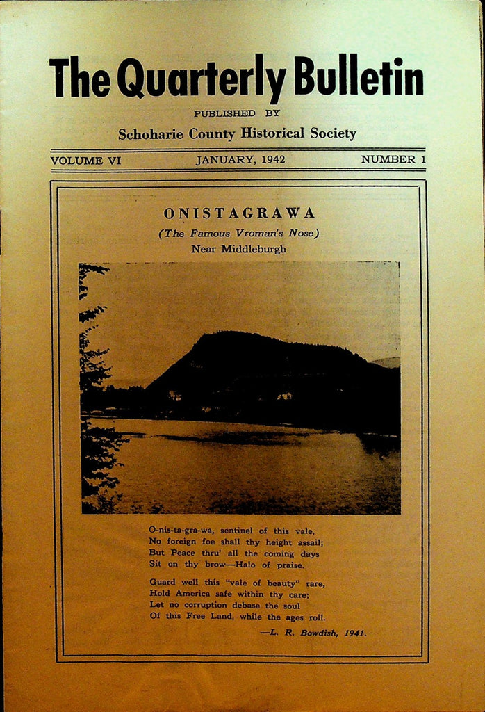 Schoharie County Historical Society Bulletin NY January 1942 Onistagrawa0