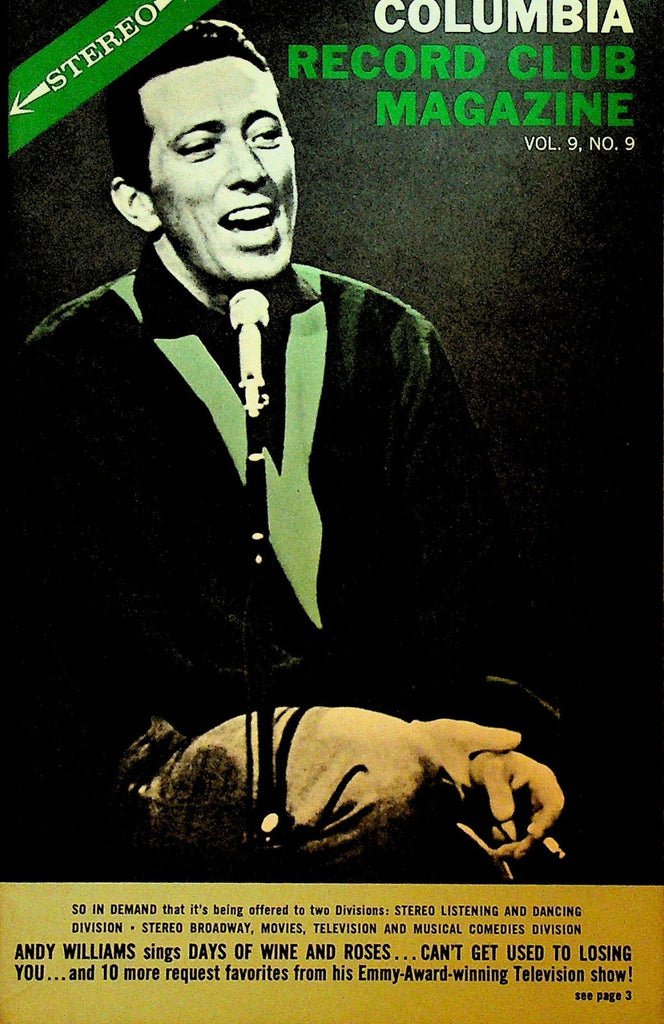 Columbia House Record Club Magazine 1963 Vol 9 #9 Andy Williams Jimmy Dean0