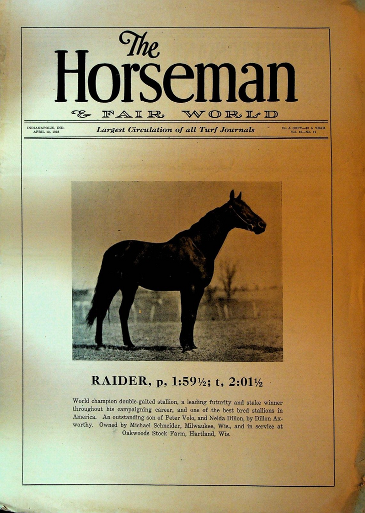 The Horseman & Fair World Turf Journal April 13 1938 Horse Racing Raider