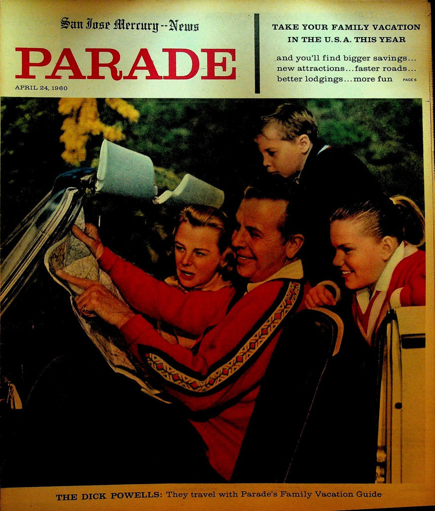 Parade Magazine April 24 1960 Dick Powell Amelia Earhart Myrna Loy Mark Twain0