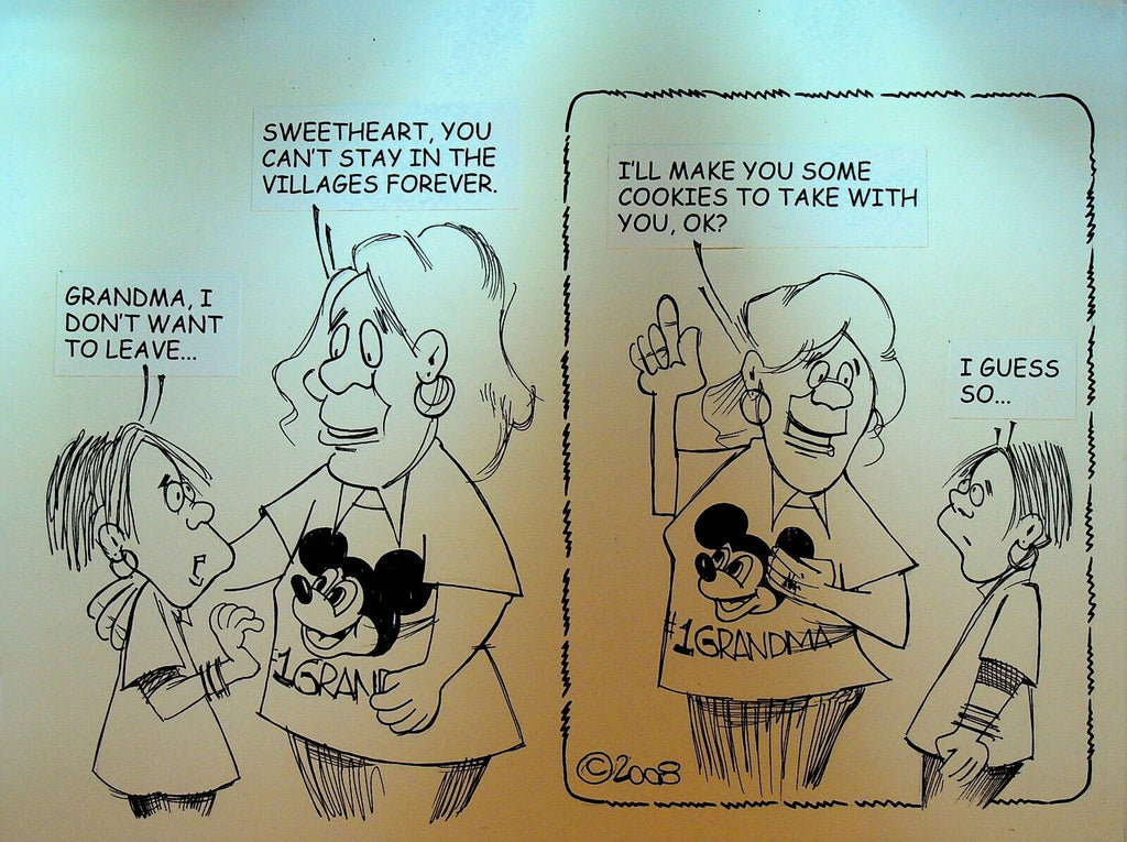 Bill Landis Original Cartoon Art The Villages Daily Sun 2008 Leave Grandma