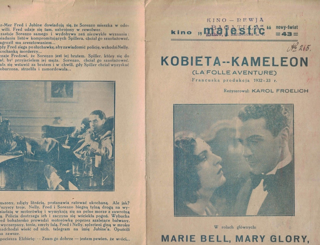 Kobieta Kameleon 1943 Program Marie Bell Mary Glory Jean Murat Jim Gerald0