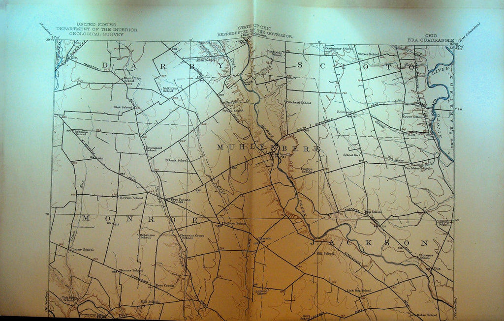 Ohio Department of the Interior Geological Survey Map 1950s Era Quadrangle0
