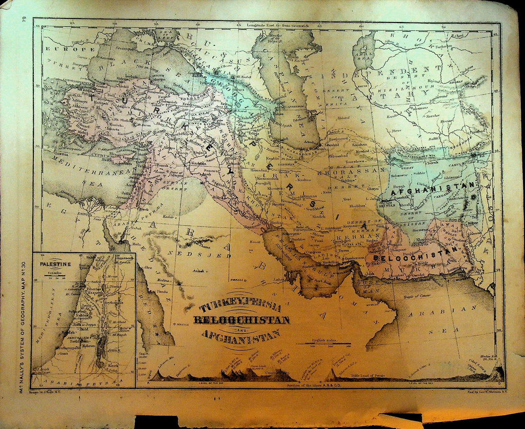 McNally's System of Geography 1860s Map 30 Turkey Persia Balochistan0