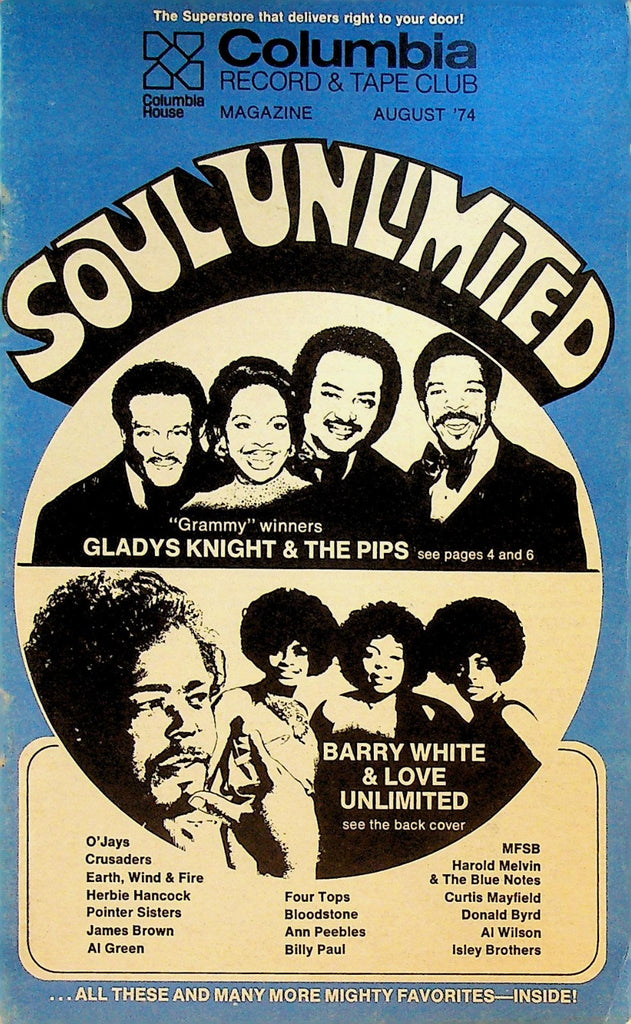 Columbia Record & Tape Club Catalog August 1974 Barry White Gladys Knight0
