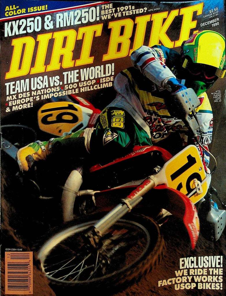 Dirt Bike Magazine December 1990 Team USA KX250 RM250 USGP Bikes