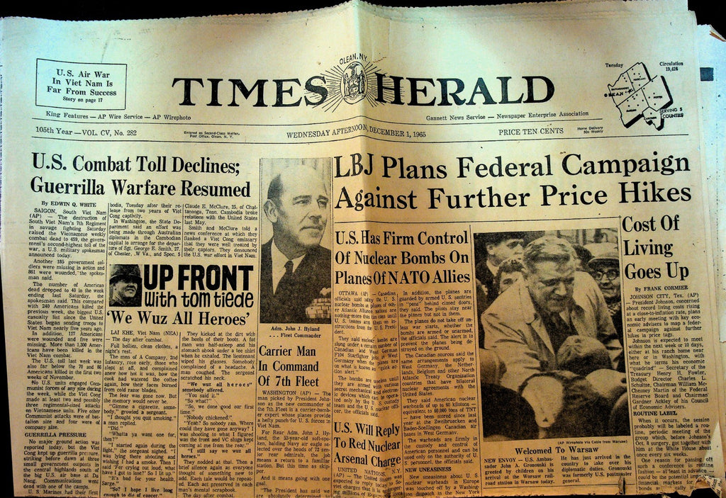 Olean Times Herald December 1 1965 Vietnam War Gemini 7 Astronauts0