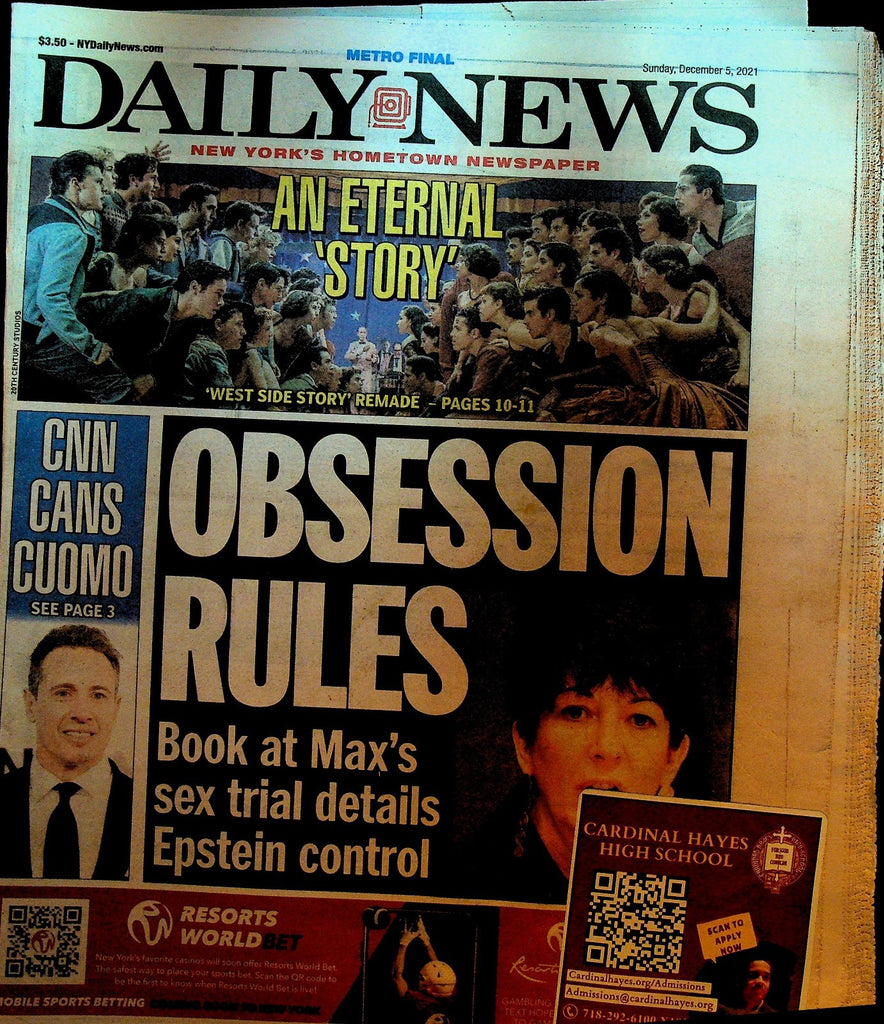 New York Daily News December 5 2021 Jeffrey Epstein Ghislaine Maxwell0