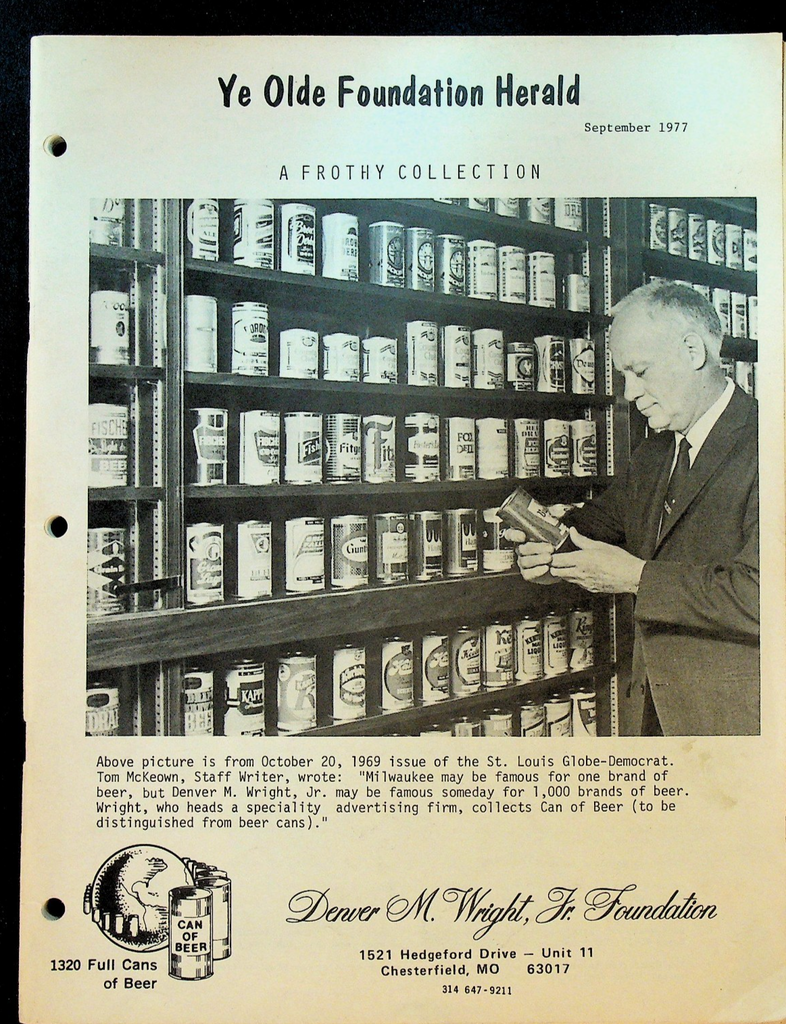 Ye Olde Foundation Herald Beer Can Collecting Magazine September 19770