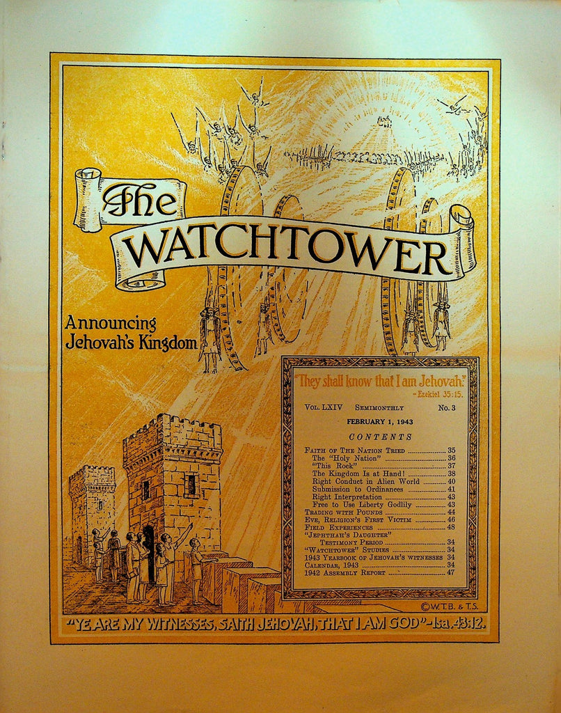 The Watchtower Magazine Jehovah's Witness February 1 1943 Nation's Faith Tried0