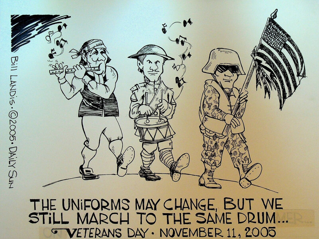 Bill Landis Original Cartoon Art The Villages Daily Sun 2005 Veteran's Day