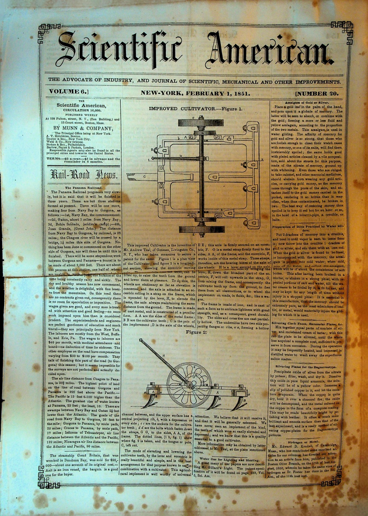 Scientific American February 1 1851 Panama Railroad World's Fair Cultivator0