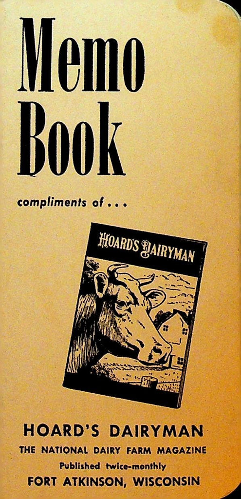 Hoard's Dairyman Memo Book Unused 19630