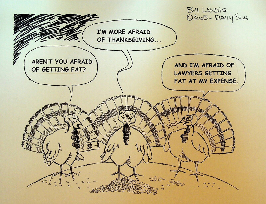 Bill Landis Original Cartoon Art The Villages Daily Sun 2005 Thanksgiving Turkey