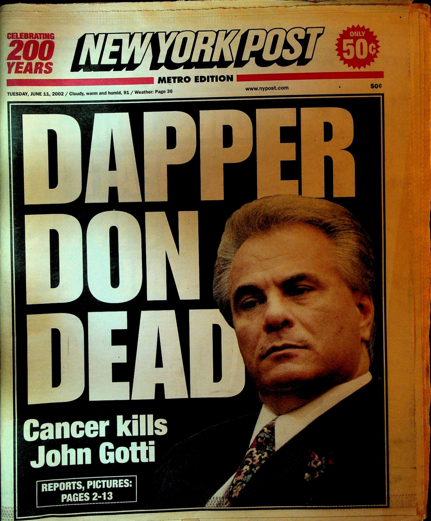 New York Post June 11 2002 John Gotti Dapper Don Dead Mafia The Mob Tiger Woods0