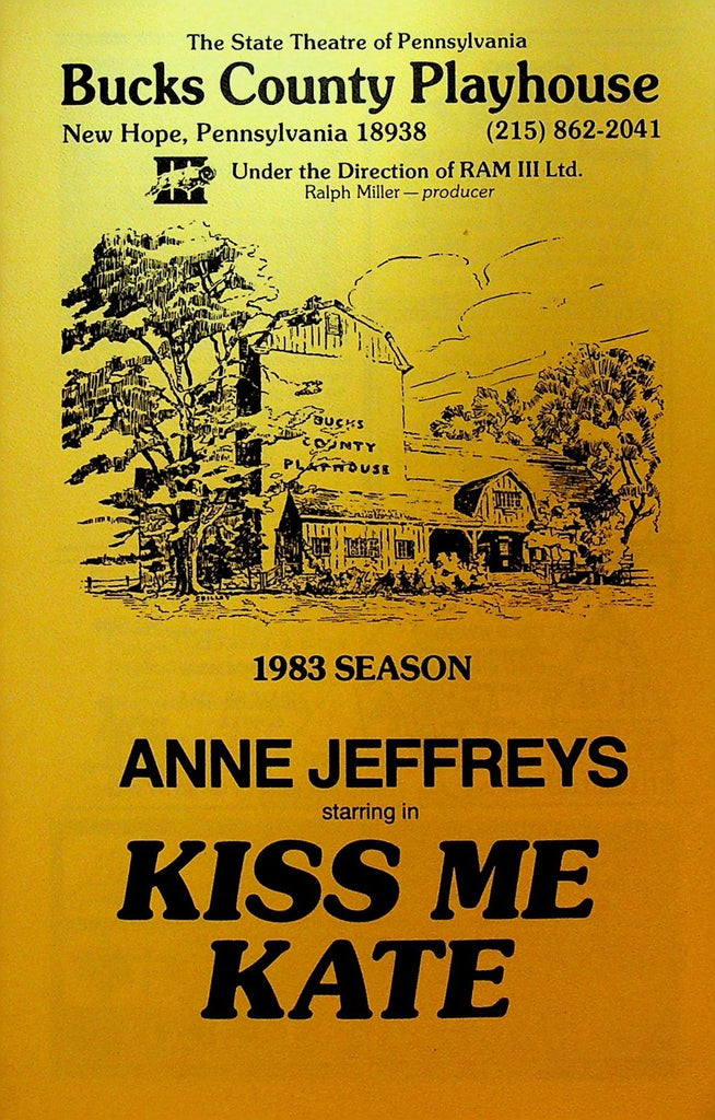 Kiss Me Kate Playbill 1983 Anne Jeffreys Bucks County Playhouse Pa0