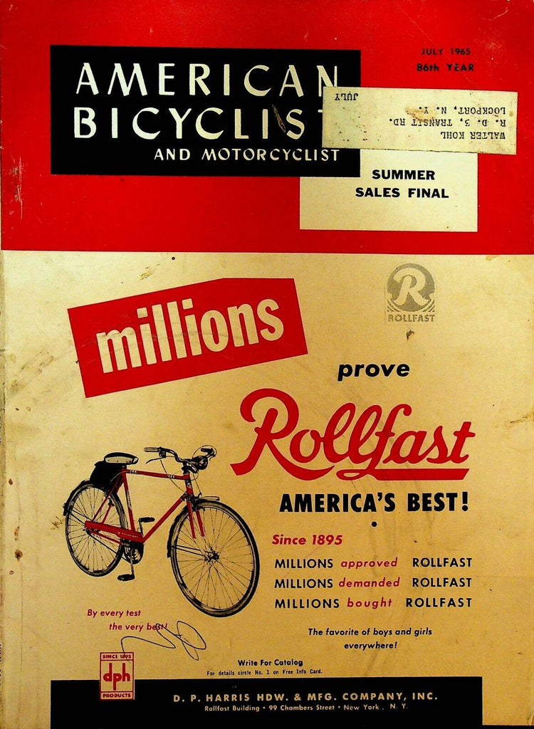 American Bicyclist & Motorcyclist Magazine July 1965 Bendix Valiant Huffman