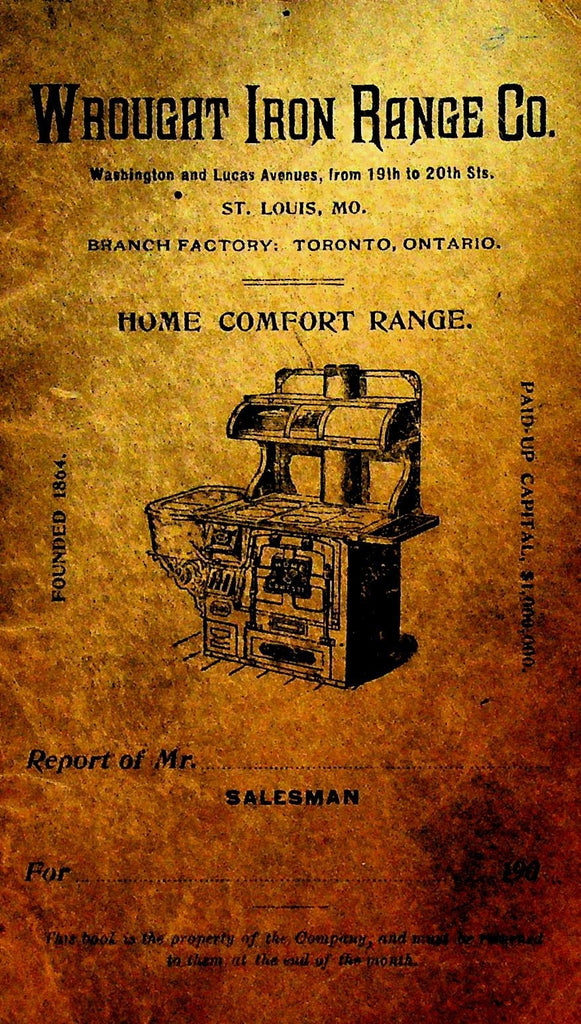 Wrought Iron Range Co Salesman Ledger Book 1919 St Louis Missouri0