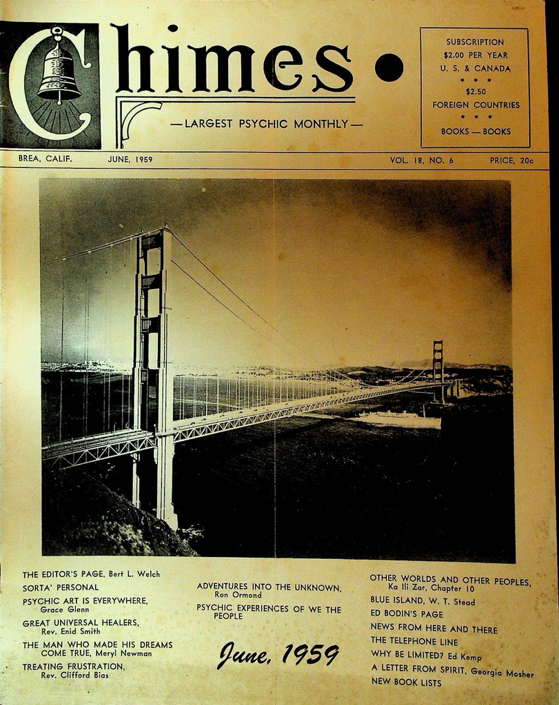 Chimes Magazine Psychic June 1959 John Chaney Ron Ormond Ed Kemp Grace Glenn