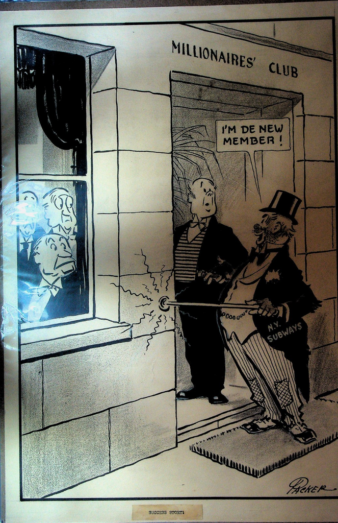Fred L Packer Editorial Cartoon Original Art New York Subways Millionaire's Club0