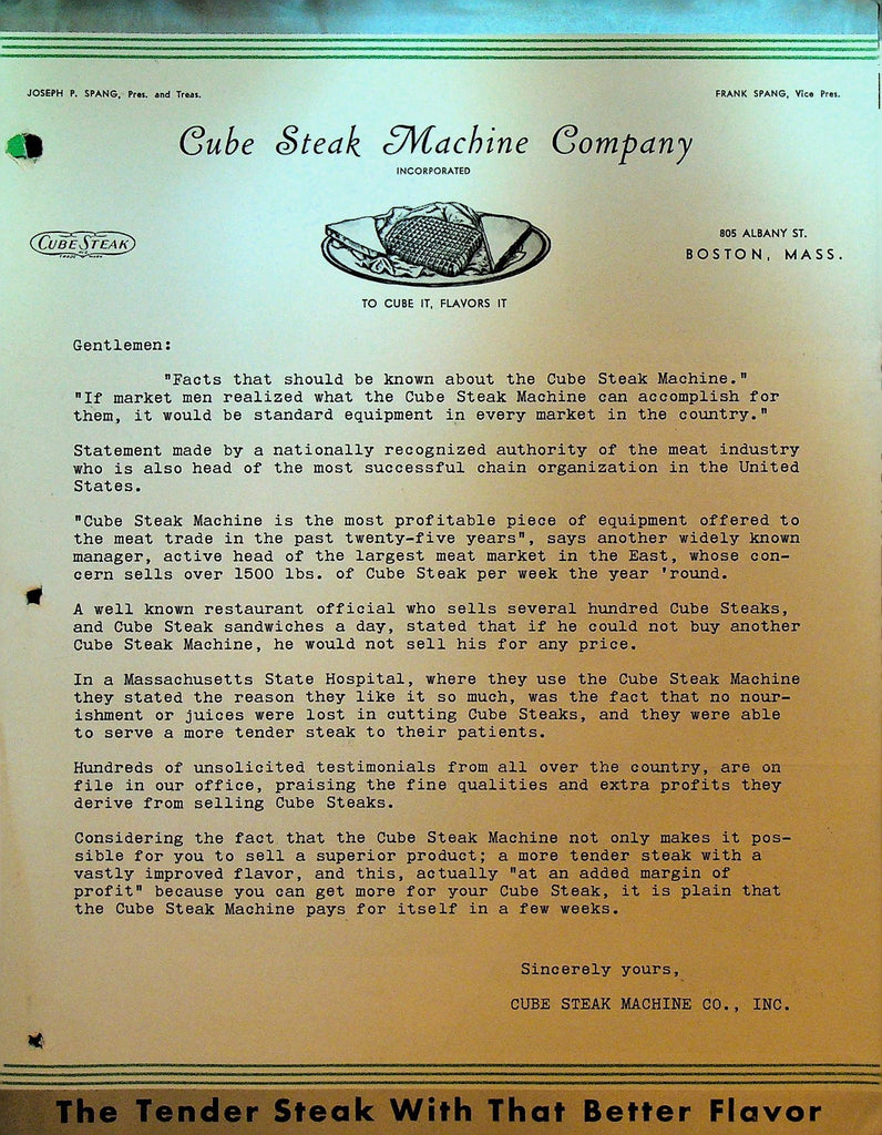 Cube Steak Machine Co Brochure 1930s Boston Mass0