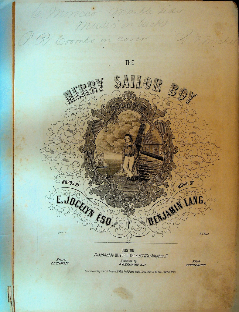 The Merry Sailor Boy Sheet Music Benjamin Lang 1852 E Jocelyn0