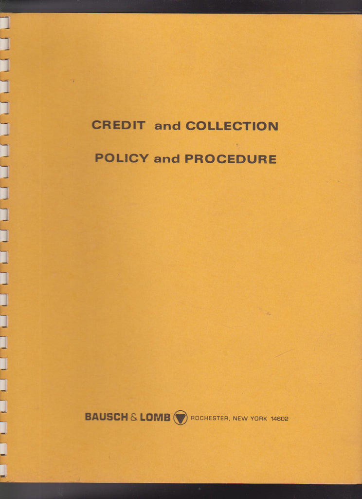 Bausch & Lomb Credit & Collection Policy & Procedure Booklet 1960s0