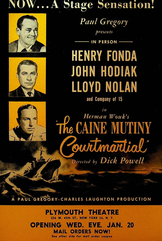 The Caine Mutiny Play 1954 Opening Ad Flier Henry Fonda Plymouth Theatre0