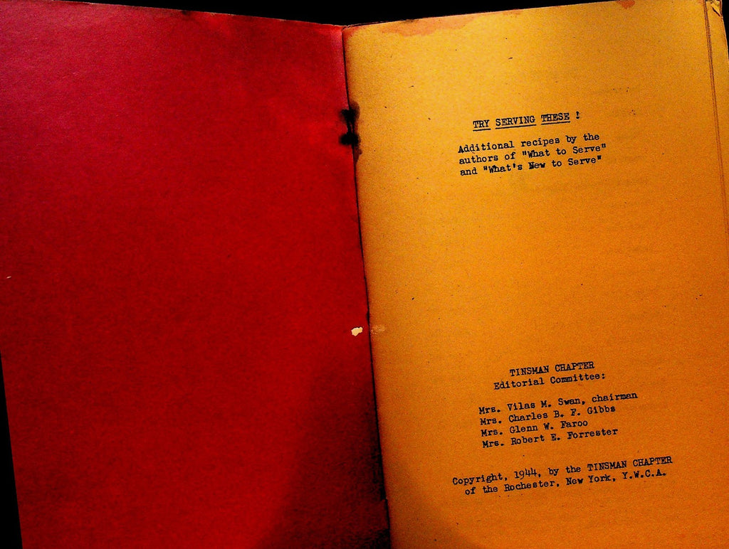 Tinsman Chapter of Rochester NY YWCA Cookbook Recipes 19440