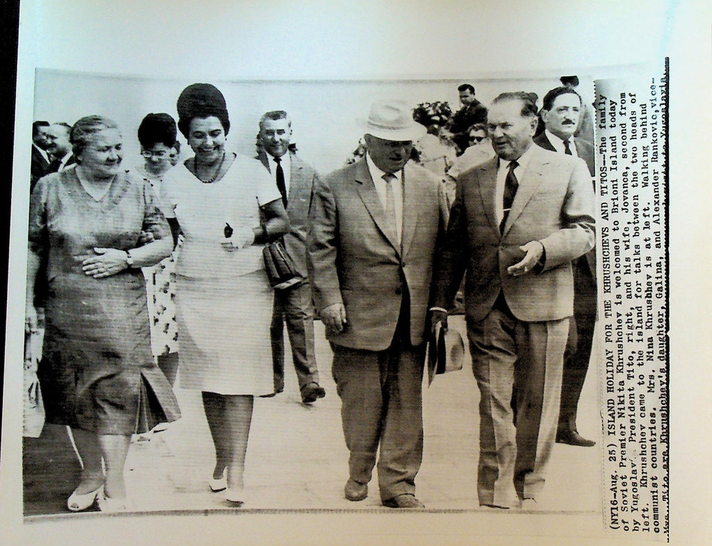 Nikita Khrushchev Wire Photo 1963 Meeting Tito Yugoslavia0