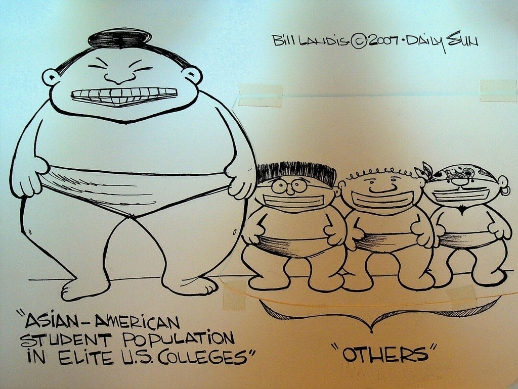 Bill Landis Original Cartoon Art The Villages Daily Sun 2007 Asian Students