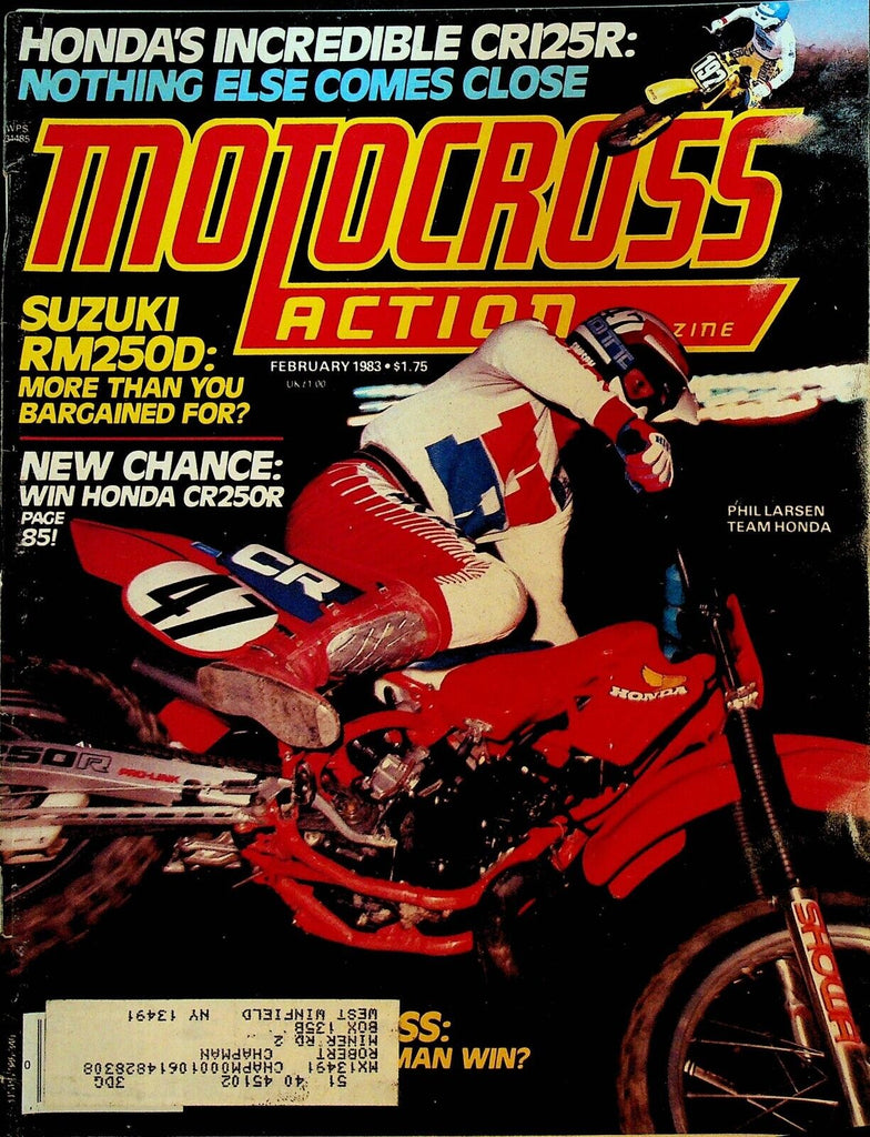Motocross Action Magazine February 1983 Phil Larsen Jim Gibson Suzuki Honda