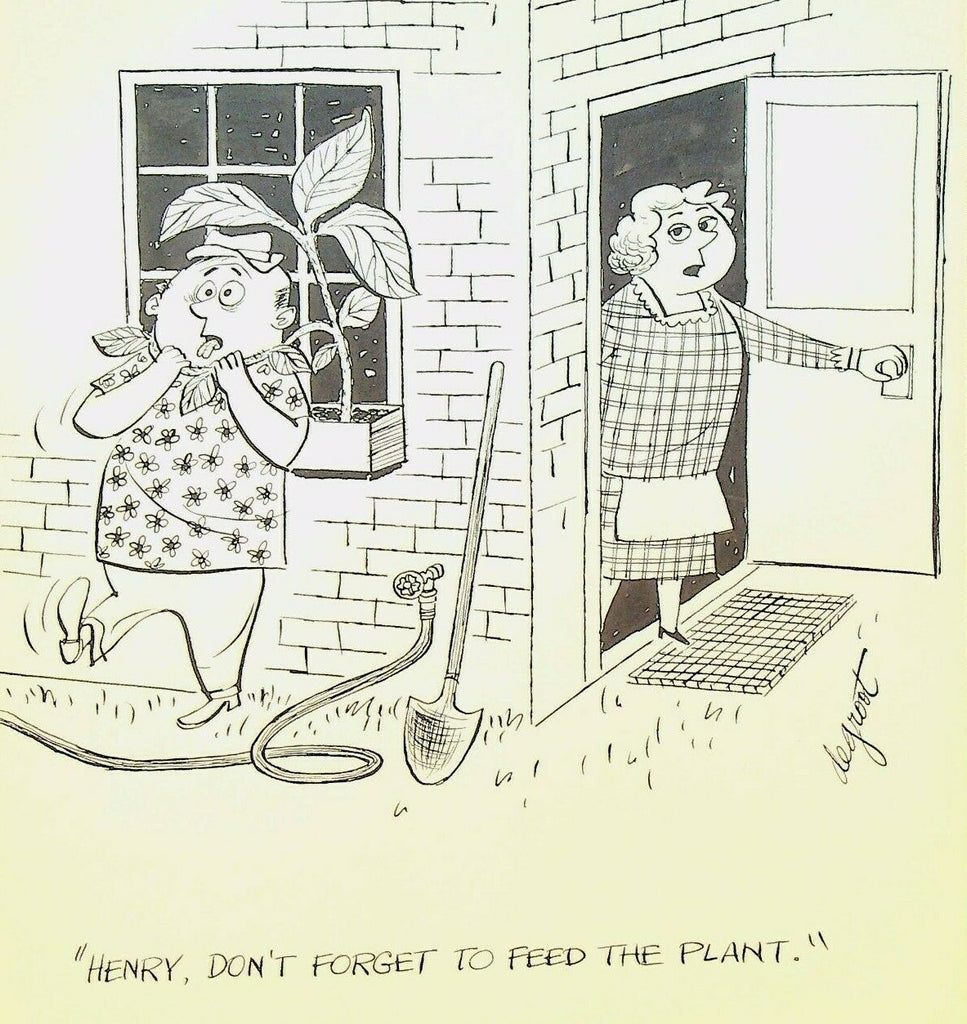 Lee DeGroot Original Art Gag Feed Plant Choke Man0