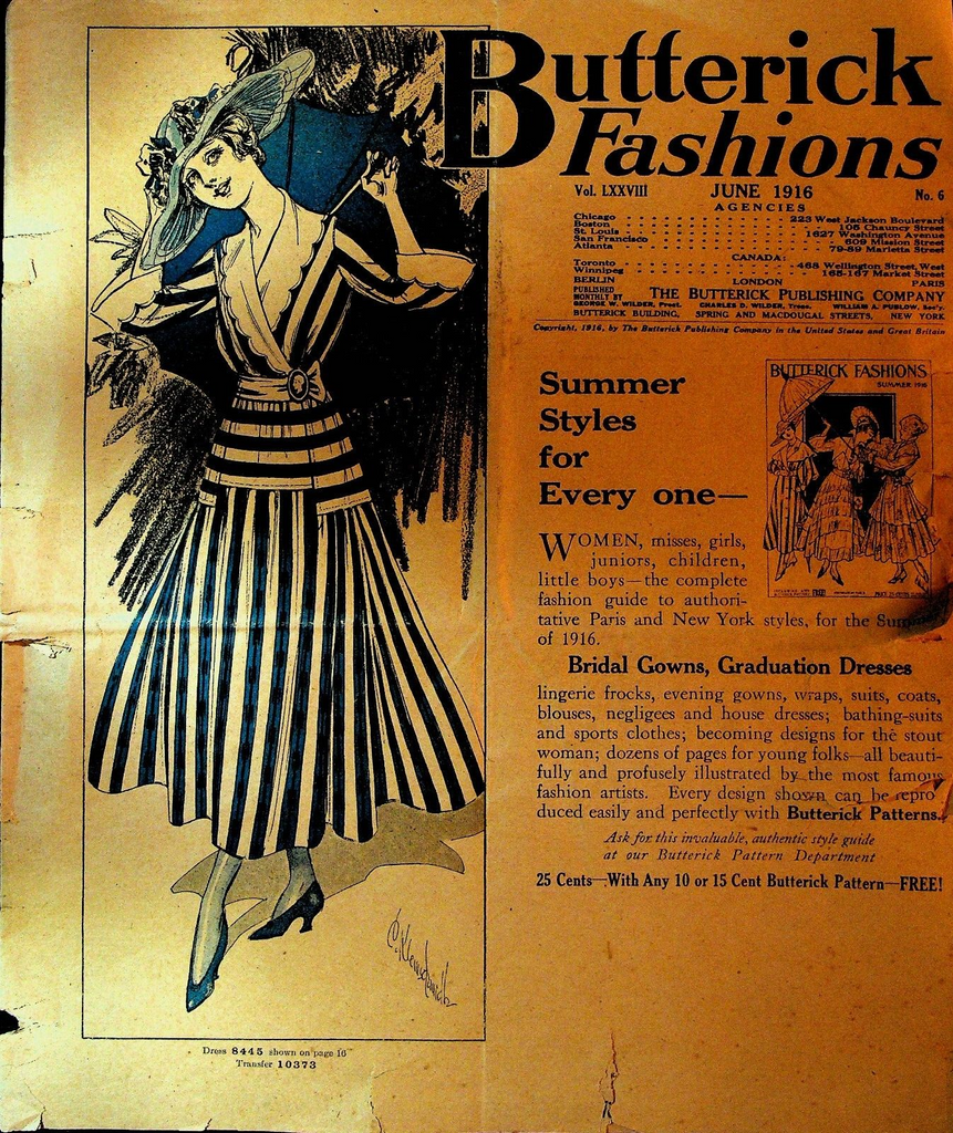 Butterick Fashions Magazine June 1916 Summer Styles