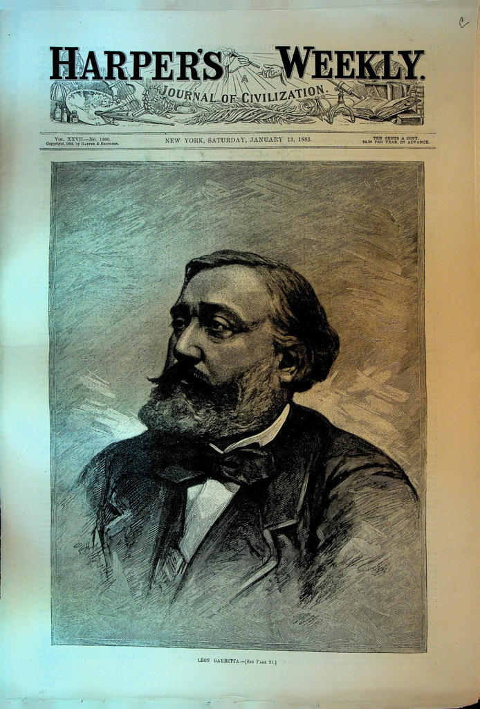 Harper's Weekly January 13 1883 Leon Gambetta Thomas Nast NYC Casino Theatre0