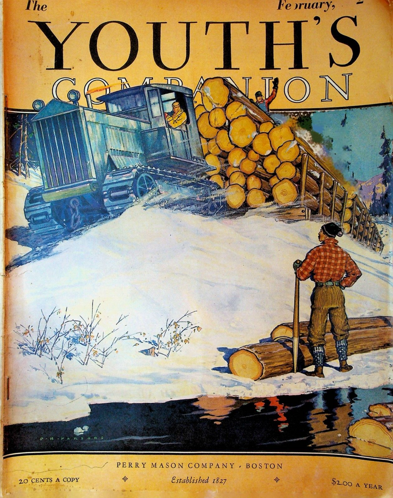 Youth's Companion Magazine February 1929 PB Parsons Lumberjack Charles Lindbergh0