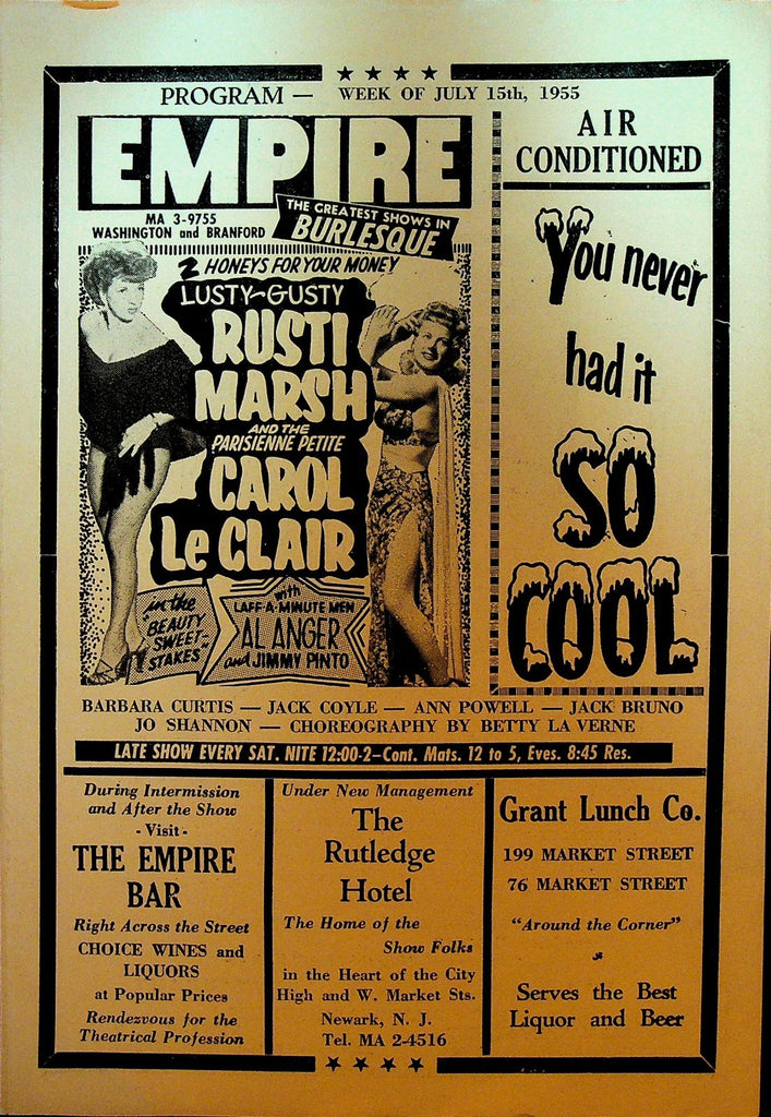 Empire Burlesque Theater July 15 1955 Program Newark NJ Rusti Marsh0