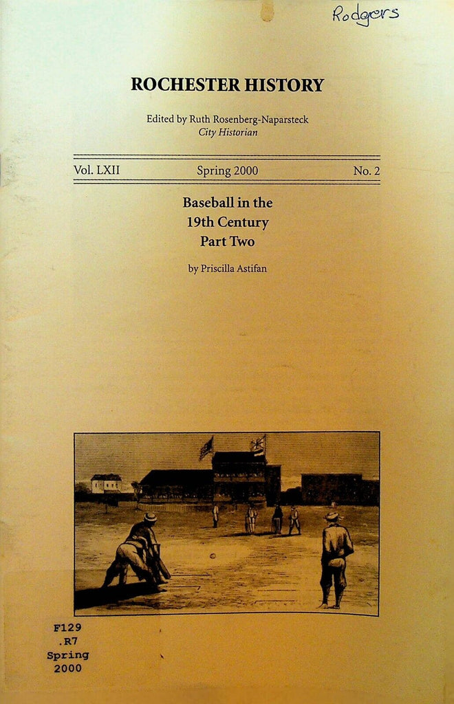 Rochester NY History Magazine Spring 2000 Baseball in the 19th Century