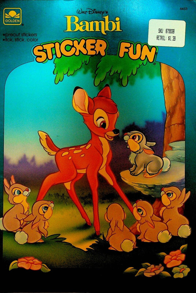 Walt Disney's Bambi Sticker Fun 1994 Unused Book Golden