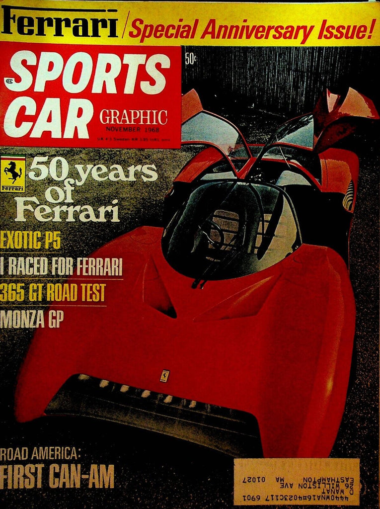 Sports Car Graphic Magazine November 1968 Ferrari Monza GP Paul Frere