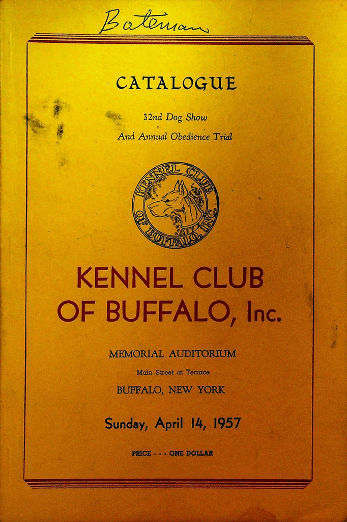 Kennel Club of Buffalo NY Dog Show Catalogue 19540