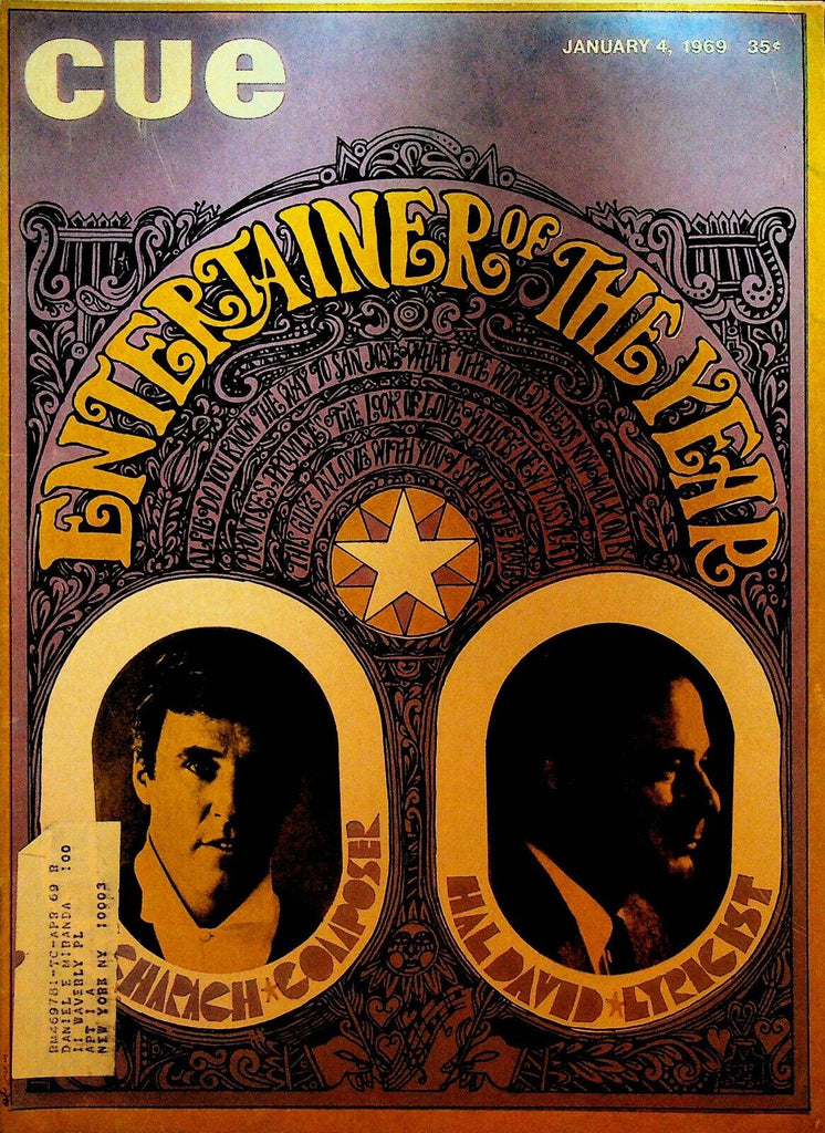 Cue Magazine January 4 1969 Burt Bacharach Hal David Hair