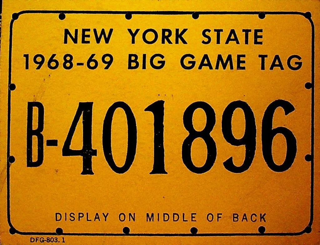 New York State Big Game Hunting Tag Citizen Resident 1968 19690