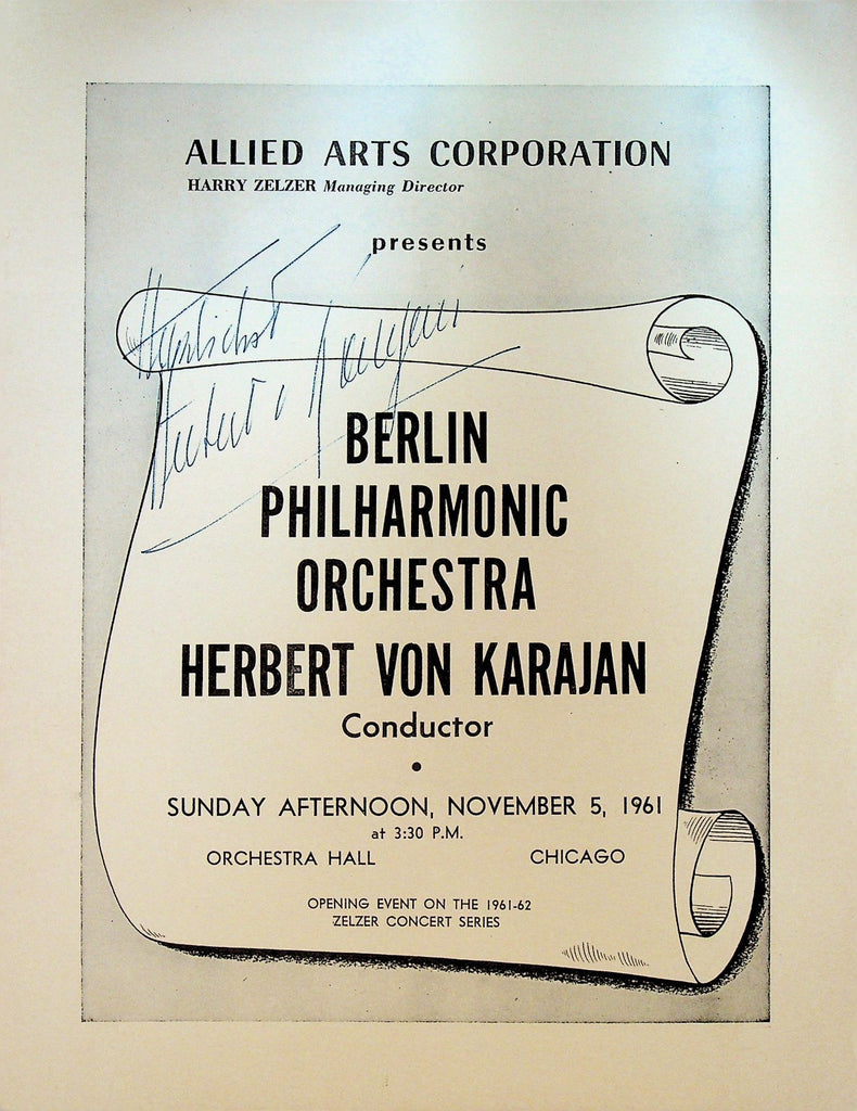 Herbert von Karajan Autographed Concert Program November 5 1961 Chicago0
