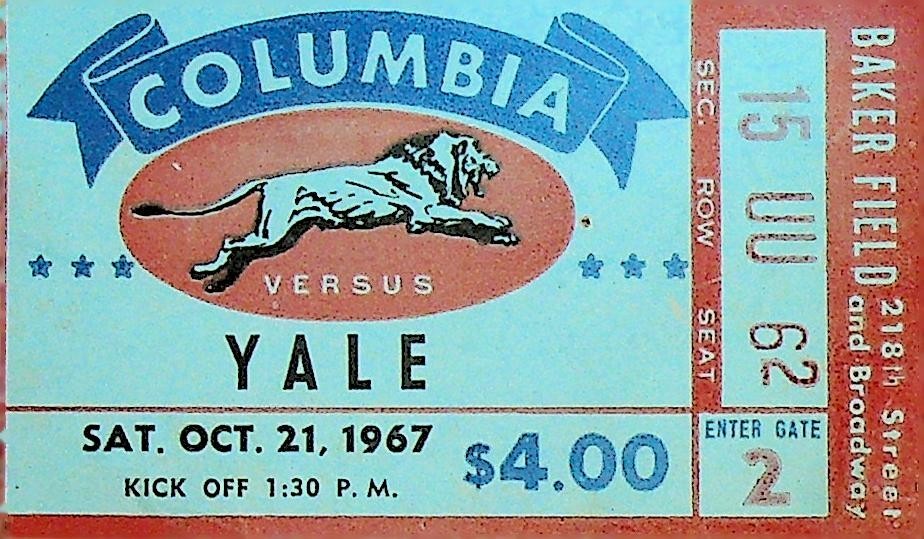 Columbia v Yale College Football Ticket October 21 19670