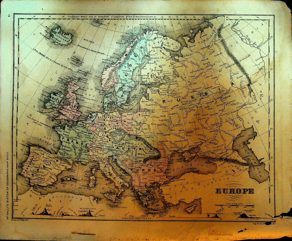 McNally's System of Geography 1860s Map 23 Europe0